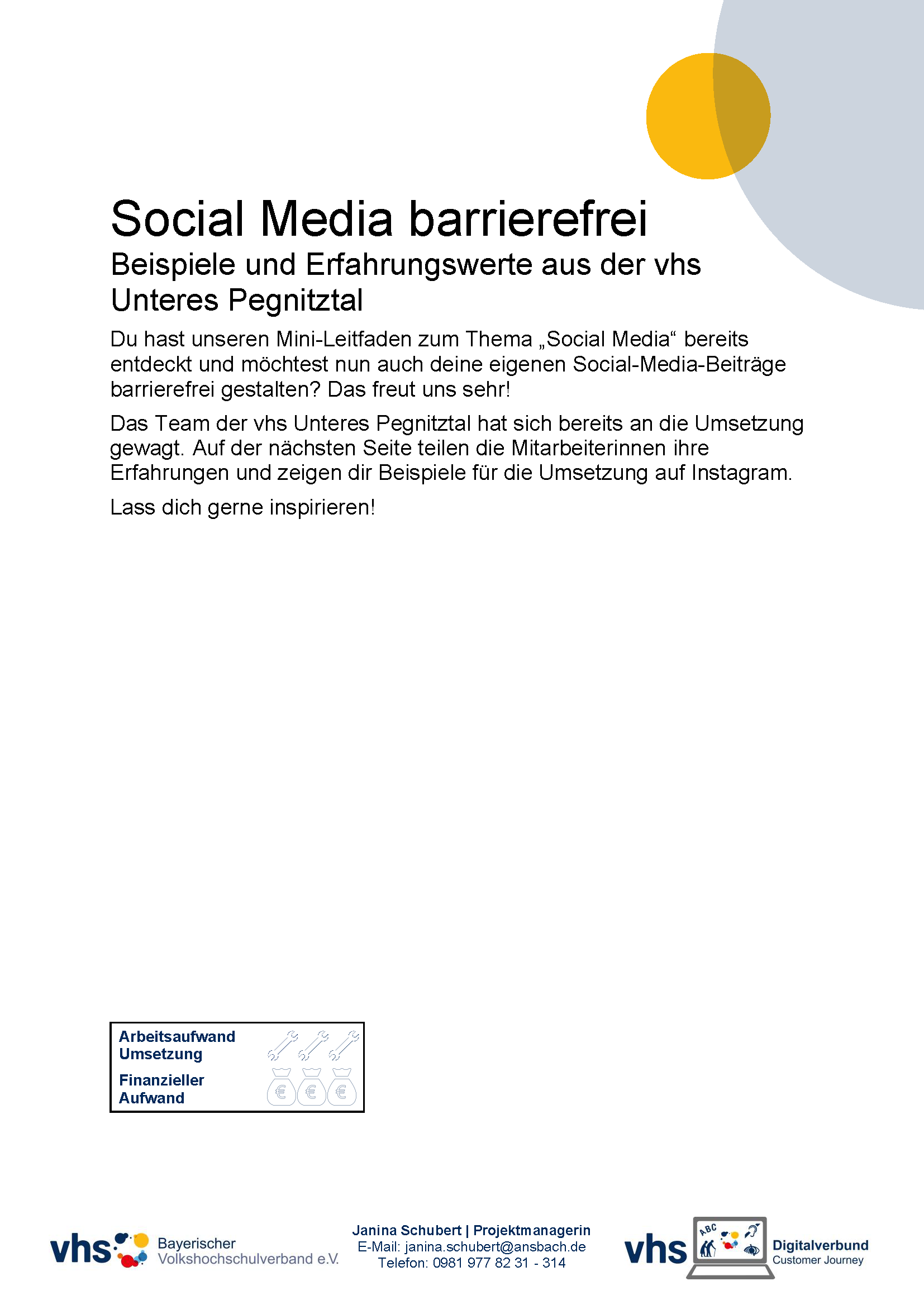 Deckblatt: Customer Journey: Erfahrungsbericht Social Media barrierefrei