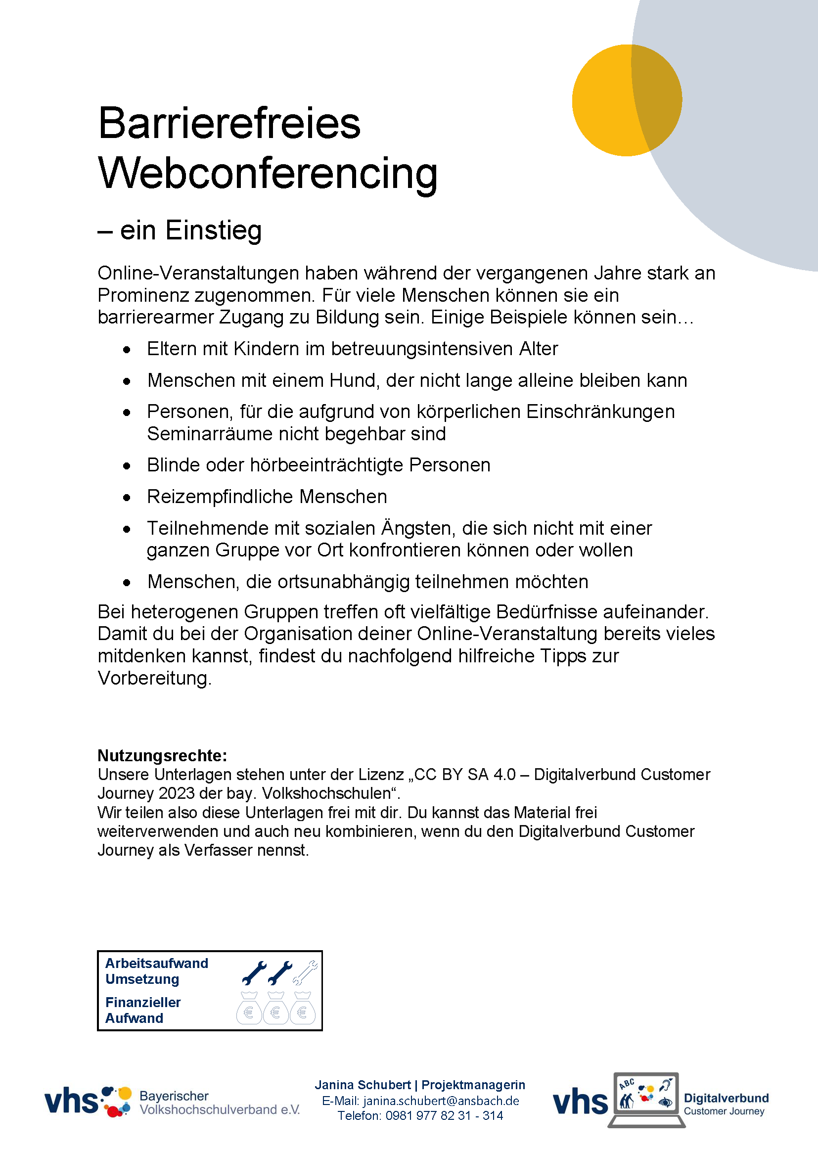 Deckblatt Customer Journey: Leitfaden barrierefreies Webconferencing
