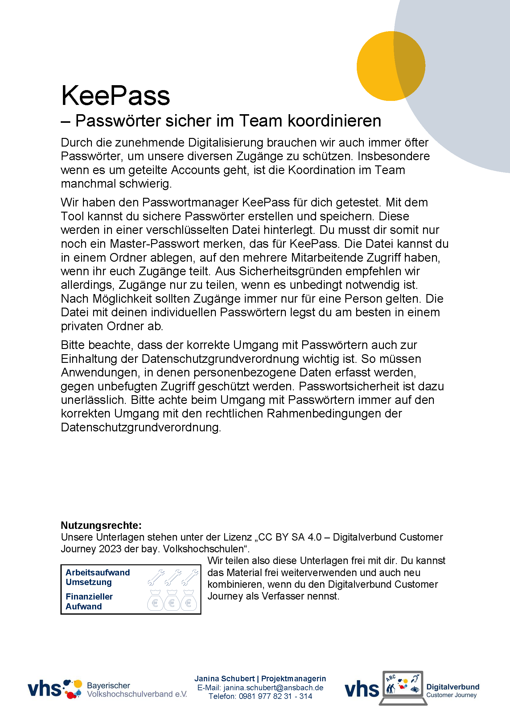 Deckblatt Customer Journey: Mini-Leitfaden Passwortmanager KeePass